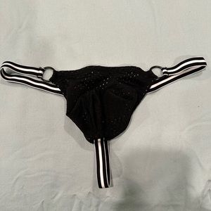Andrew Christian mesh thong in black and white
